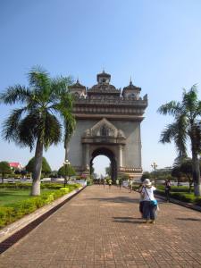 Patuxai Vicotry Gate or the Laos version of the Arc De Triumph in Vientienne