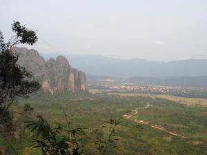 view of Vang Vieng from local mountain