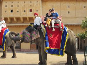 Riding an elephant into the fort Jaipur