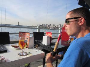 Birthday boy with hookah and a beer