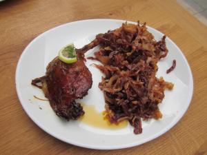 Lunch was duck leg and sweet cabbage